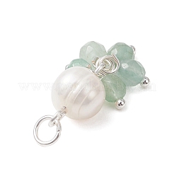 Pendentifs ronds à facettes en aventurine verte naturelle&nbsp;PALLOY-JF04750-02