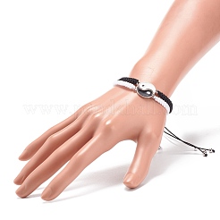 Emaille Yin Yang passendes Paar geflochtene Perlenarmbänder Set&nbsp;BJEW-JB08557
