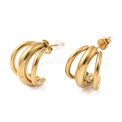 Pendientes de botón de triple C de acero inoxidable 304&nbsp;EJEW-G451-01G