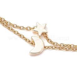 3 pieza de 3 estilos de latón trébol cruz luna estrella enlace 304 cadena de cable de acero inoxidable tobilleras para mujer&nbsp;AJEW-AN00748