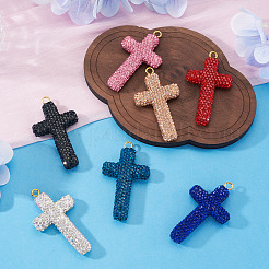 8 Stück 8 Farben handgemachte Polymer Clay Pavé Strass große Anhänger&nbsp;RB-BT0001-03