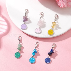 6 pz decorazioni pendenti in lega smaltata a forma di volto sorridente&nbsp;HJEW-JM04449