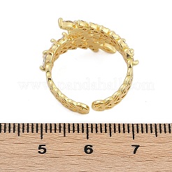 Gestellplattierte Manschettenringe aus Messing mit Mikropavé und klarem Zirkonia für Damen&nbsp;RJEW-M028-56G