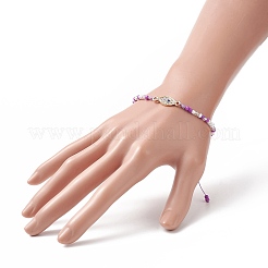 Braccialetto di perline intrecciate con semi di vetro e malocchio in lega smaltata con strass di cristallo per le donne&nbsp;BJEW-JB09248