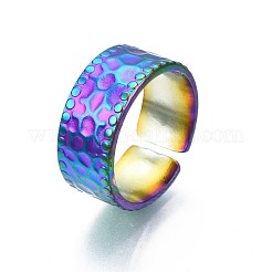 Bague de manchette martelée en acier inoxydable 304&nbsp;RJEW-N038-073