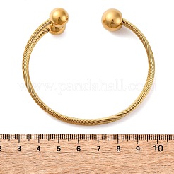 Bracelets manchettes à boule ronde en acier inoxydable 304 pour femmes&nbsp;BJEW-P310-05G