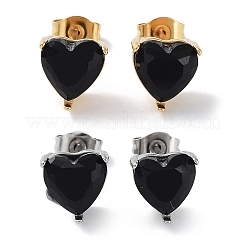 6 par de aretes de circonita cúbica con forma de corazón de 2 colores&nbsp;EJEW-A024-15D