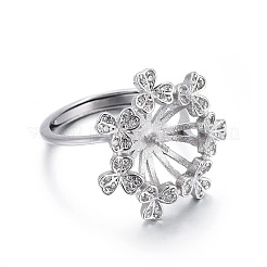 Anello regolabile in argento sterling rodiato da 925 dito con montatura in perla&nbsp;STER-F048-01P