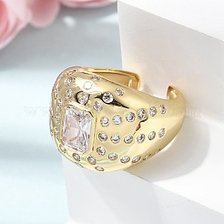 Bagues ouvertes en laiton avec micro pavé de zircones cubiques pour femmes&nbsp;RJEW-L343-03G