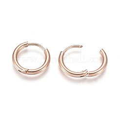 Ionenplattierung (IP) 304 Edelstahl Huggie Creolen&nbsp;EJEW-F111A-14mm-RG
