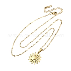 Colliers avec pendentif en forme de cœur et de fleur en acier inoxydable 304&nbsp;NJEW-M096-11G
