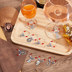 20 Stück Weinglas-Anhänger aus Legierung im Cowboy-Stil mit Glasperlen.&nbsp;AJEW-BC0003-77