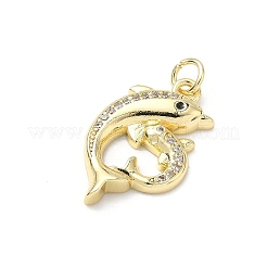 Pendenti in zirconi cubici trasparenti in micro pavè di ottone&nbsp;KK-H255-12G-02