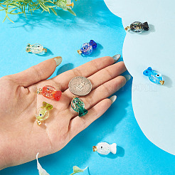 8 Stück handgefertigte dichroitische Folien-Bunte Malerei-Anhänger&nbsp;DICH-TA0001-01