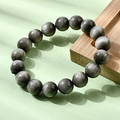 Bracelets extensibles en perles rondes en pierre œil d'aigle naturelle de Grade AA pour femmes&nbsp;BJEW-L712-B05-12mm