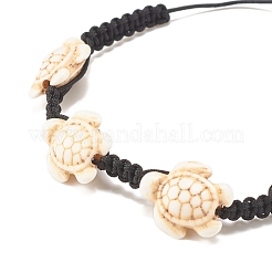 Bracciale con perline intrecciate di tartaruga sintetica turchese (tinta).&nbsp;BJEW-JB07982-03