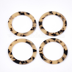 Gros pendentifs en acétate de cellulose (résine), imprimé léopard, anneau, papayawhip, 54x2.5mm, Trou: 1.4mm