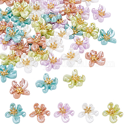 Arricraft 50 шт. 5 цвета кабошоны из цветочной смолы, Сплав с поиска, шпильки для ногтей, ногтей декоративные аксессуары, разноцветные, 11.5x12x3.5 мм, 10 шт / цвет