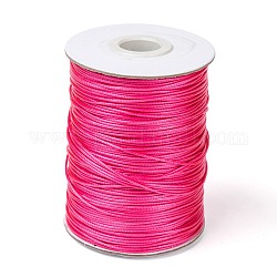 Korean Waxed Polyester Cord, Deep Pink, 1.0mm, about 185yards/roll