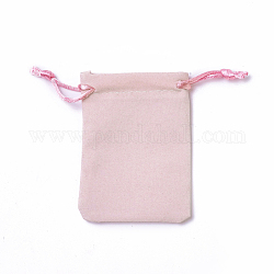 Sacchetti di imballaggio in velluto, borse coulisse, roso, 9.2~9.5x7~7.2cm