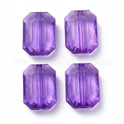 Transparent Acrylic Beads, Faceted, Rectangle, Medium Purple, 18x13x6.5mm, Hole: 1.8mm, about 420pcs/500g
