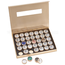 Juego de latas de aluminio con columna de 35 Uds., Contenedores de almacenamiento de adornos de uñas de tarro de aluminio, con caja rectangular, dorado, 3.25x1.65 cm