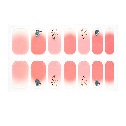 Cubierta completa nombre pegatinas de uñas, autoadhesivo, para decoraciones con puntas de uñas, salmón oscuro, 24x8mm, 14pcs / hoja