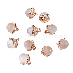 10Pcs Gemstone Charm Pendant Crystal Quartz Healing Natural Stone Pendants Buckle for Jewelry Necklace Earring Making Cra, White, 9.5mm, Hole: 2.5mm