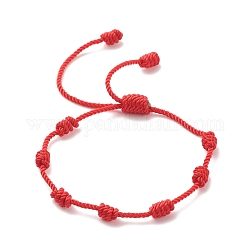 Нейлоновый плетеный браслет с узлом, счастливый регулируемый браслет для детей, красные, внутренний диаметр: 1-3/8~3 дюйм (3.4~7.6 см)