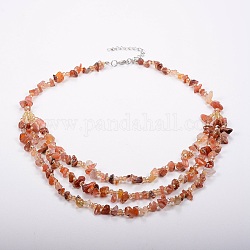 Натуральный агат и стеклянные бусины с многослойными ожерельями, слоистые ожерелья, с латунной фурнитурой , 18.8 дюйм (48 см)
