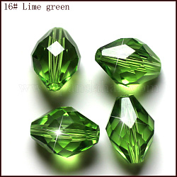 Imitation österreichischen Kristallperlen, Klasse aaa, facettiert, Doppelkegel, lime green, 10x13 mm, Bohrung: 0.9~1 mm