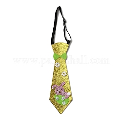 Cravate en feutre à paillettes sur le thème de Pâques, fête enfants costume cravates, pour garçon, avec bande élastique, jaune, diamètre intérieur: 89~157 mm