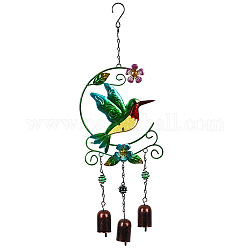 Carillon di vento di vetro, decorazione pendente d'arte, con accessori di ferro, per giardino, decorazione della finestra, uccello, 515x170mm