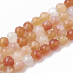 Natürlichen Karneol-Perlen Stränge, gefärbt, Runde, 8 mm, Bohrung: 1.5 mm, ca. 50 Stk. / Strang, 14.96 Zoll