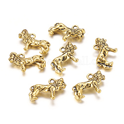 Tibetan Style Alloy Pendants,  Lion, Antique Golden, Lead Free & Cadmium Free & Nickel Free, 23x16x7mm, Hole: 2mm