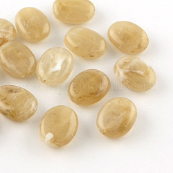 Nachahmung Edelstein oval Acryl-Perlen, dark khaki, 19x15x7 mm, Bohrung: 2 mm, ca. 330 Stk. / 500 g