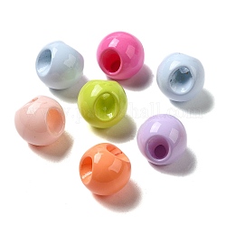 Baking Paint Acrylic European Beads, Large Hole Bead, Top Drilled, Round, Mixed Color, 16x16x15.5mm, Hole: 4.5mm