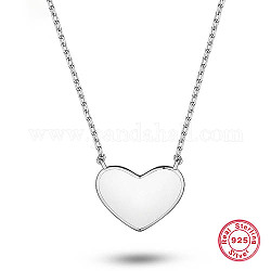 Valentinstag 925 Halsketten aus Sterlingsilber in Herzform für Damen, mit Emaille, Platin Farbe, 12-1/4 Zoll (31 cm)