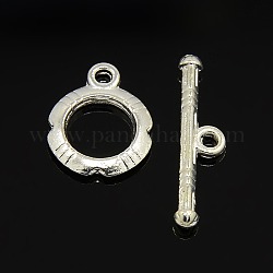 Tibetan Style Alloy Toggle Clasps, Silver Color Plated, Lead Free and Cadmium Free, Ring: 14.5x12mm, Bar: 22x5, Hole: 2mm