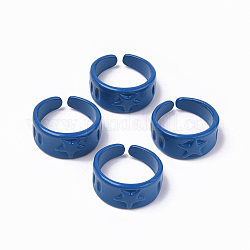 Manschettenringe aus lackierter Legierung, offene Ringe, cadmiumfrei und bleifrei, Stern, dunkelblau, uns Größe 5 3/4 (16.3mm)