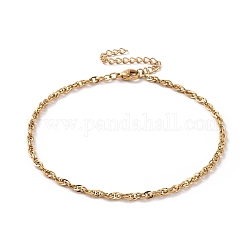 Vacuum Plating 304 Stainless Steel Rope Chain Bracelet for Men Women, Golden, 9-1/8~9-1/4 inch(23.3~23.6cm)
