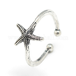 Регулируемые кольца перста, морская звезда / морские звезды, Размер 7, античное серебро, 17 мм