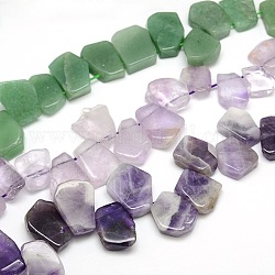 Natural Gemstone Nuggets Bead Strands, 18~24x12~19x6mm, Hole: 1mm, 15.74inch