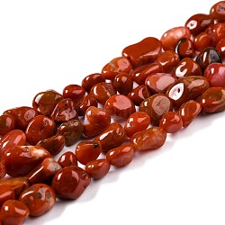 Chapelets de perles rouges en agate naturelle, pépites, pierre roulée, 5~8.5x5.5~7x3.5~4mm, Trou: 0.7mm, Environ 64 pcs/chapelet, 16.34 pouce (41.5 cm)