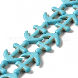 Brins de perles synthétiques teintes en turquoise, ancre, turquoise, 21x15x2.5mm, Trou: 1.2mm, Environ 19 pcs/chapelet, 15.63'' (39.7 cm)