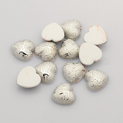 Drawbench Heart Acrylic Cabochons, Silver, 8x8x3.12~3.2mm