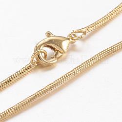 Collane a catena con serpenti rotondi in ottone, con chiusure moschettone, vero placcato oro 18k, 17.71 pollice (45 cm)