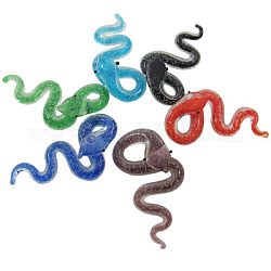 Chalumeau lumineuse main gros pendentifs, serpent, couleur mixte, 62x27x7mm, Trou: 10mm