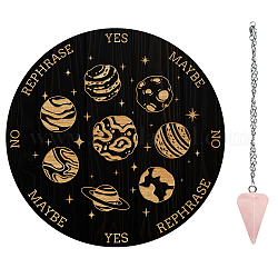 Деревянная маятниковая доска ahademaker, 1 шт., 1pc 304 ожерелья-цепочки из нержавеющей стали, подвески из натурального розового кварца, для колдовства принадлежности для викканского алтаря, планета, доска: 1 мм