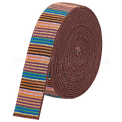 BENECREAT 5 Yards Ethnic Style Polyester Ribbons, Jacquard Ribbon, Stripe Pattern, Dark Orange, 1-1/2 inch(38mm), about 5 yards(4.57m)/bag